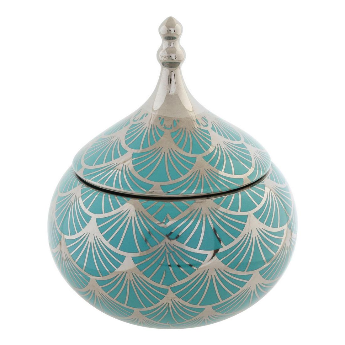 Jewelry box DKD Home Decor Porcelain Turquoise 14 x 14 x 17 cm Jewelry box DKD Home Decor Porcelain Turquoise 14 x 14 x 17 cm