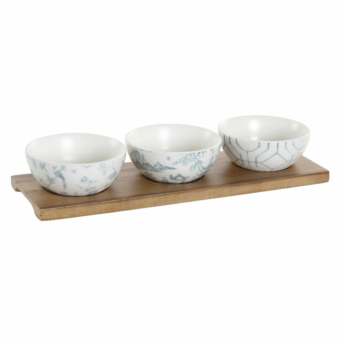 Appetizer Set DKD Home Decor White Navy Blue Porcelain Acacia Plastic Oriental 4 Pieces 30 x 9,5 x 1,3 cm Appetizer Set DKD Home Decor White Navy Blue Porcelain Acacia Plastic Oriental 4 Pieces 30 x 9,5 x 1,3 cm