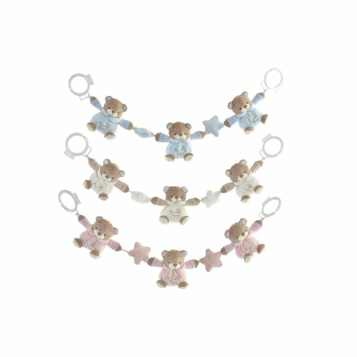 Fluffy toy DKD Home Decor White Sky blue Light Pink Metal Children’s Bear 30 x 40 cm 68 x 6 x 9 cm (3 Pieces)