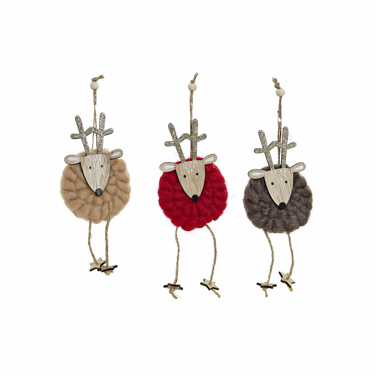 Christmas bauble DKD Home Decor Polyester Wood Reindeer (3 pcs) (8 x 3 x 26 cm) Christmas bauble DKD Home Decor Polyester Wood Reindeer (3 pcs) (8 x 3 x 26 cm)