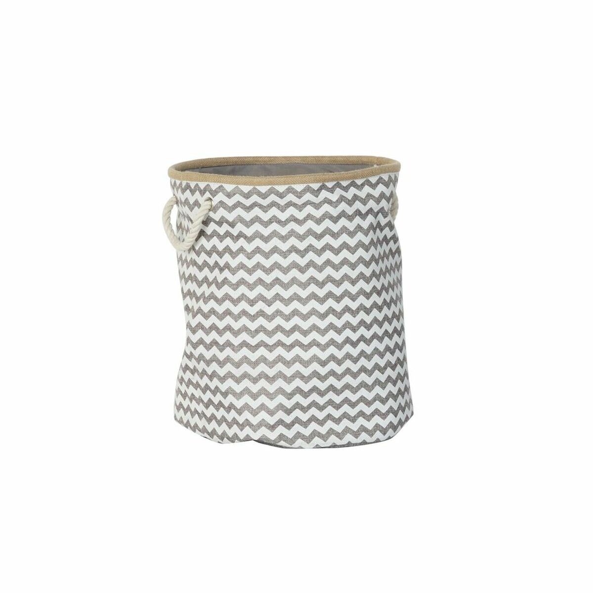 Basket DKD Home Decor White Grey Jute Zigzag Boho 38 x 38 x 45 cm Basket DKD Home Decor White Grey Jute Zigzag Boho 38 x 38 x 45 cm