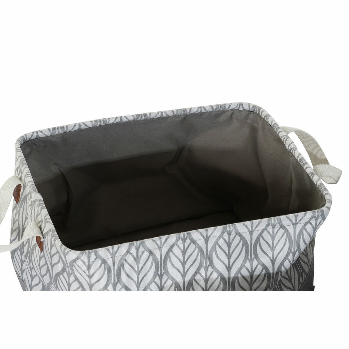 Multi-purpose basket DKD Home Decor White Brown Grey Navy Blue Leaf of a plant Boho 40 x 30 x 24 cm Plastic 3 Pieces (2 Units)
