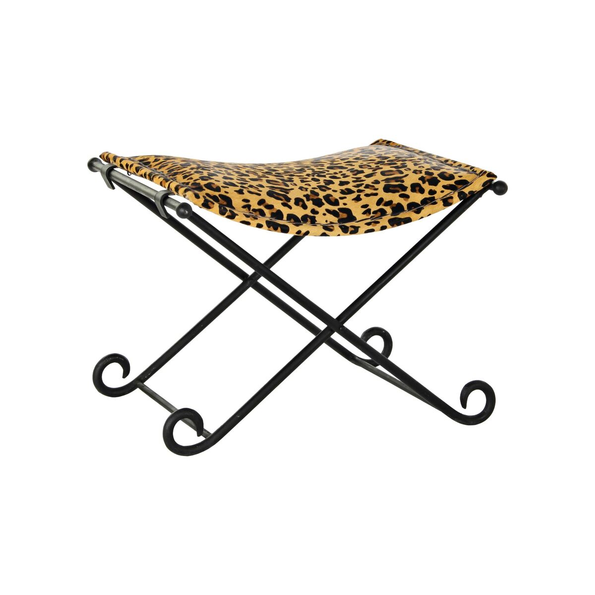 Footrest DKD Home Decor Black Metal Brown Leather Leopard (55 x 45 x 41 cm) Footrest DKD Home Decor Black Metal Brown Leather Leopard (55 x 45 x 41 cm)