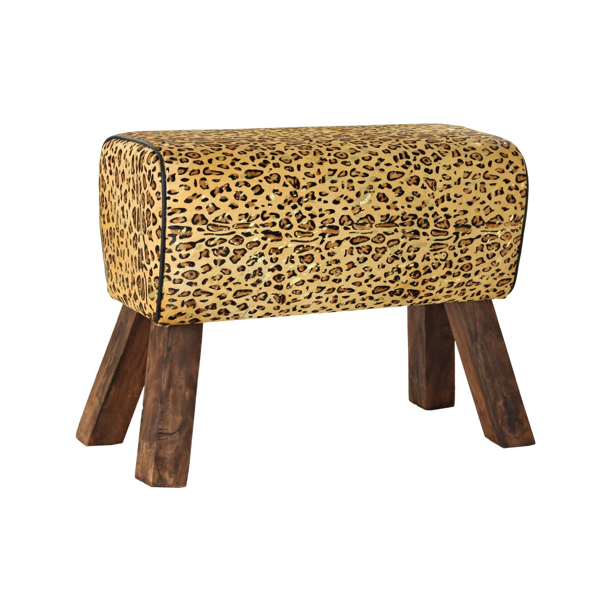 Footrest DKD Home Decor Black Wood Brown Leather Leopard (67 x 30 x 51 cm) Footrest DKD Home Decor Black Wood Brown Leather Leopard (67 x 30 x 51 cm)