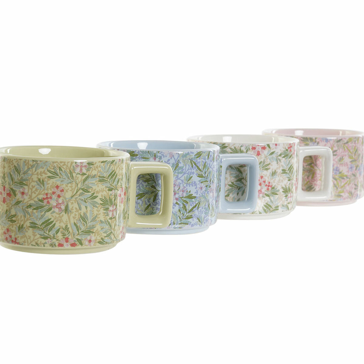 Piece Coffee Cup Set DKD Home Decor Blue Green Pink Metal Dolomite 260 ml