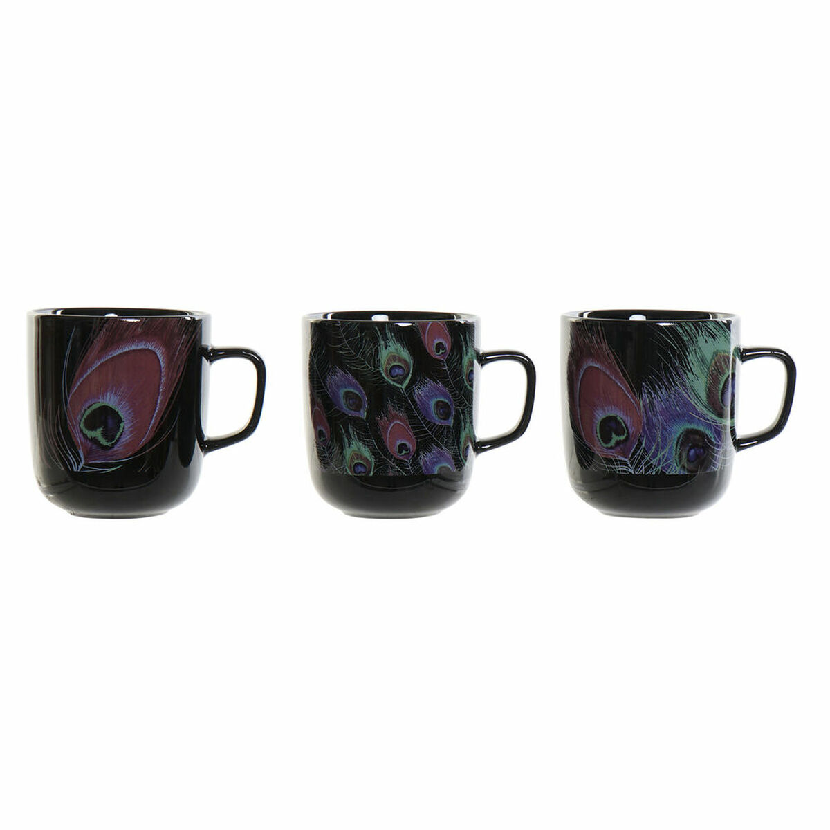 Mug DKD Home Decor Porcelain Black Pink (11.5 x 8.5 x 10 cm) (3 pcs) (380 ml) Mug DKD Home Decor Porcelain Black Pink (11.5 x 8.5 x 10 cm) (3 pcs) (380 ml)