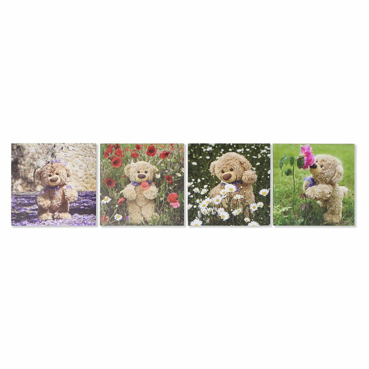 Painting DKD Home Decor S3018130 Bear Children’s (28 x 1,5 x 28 cm) (4 Units)