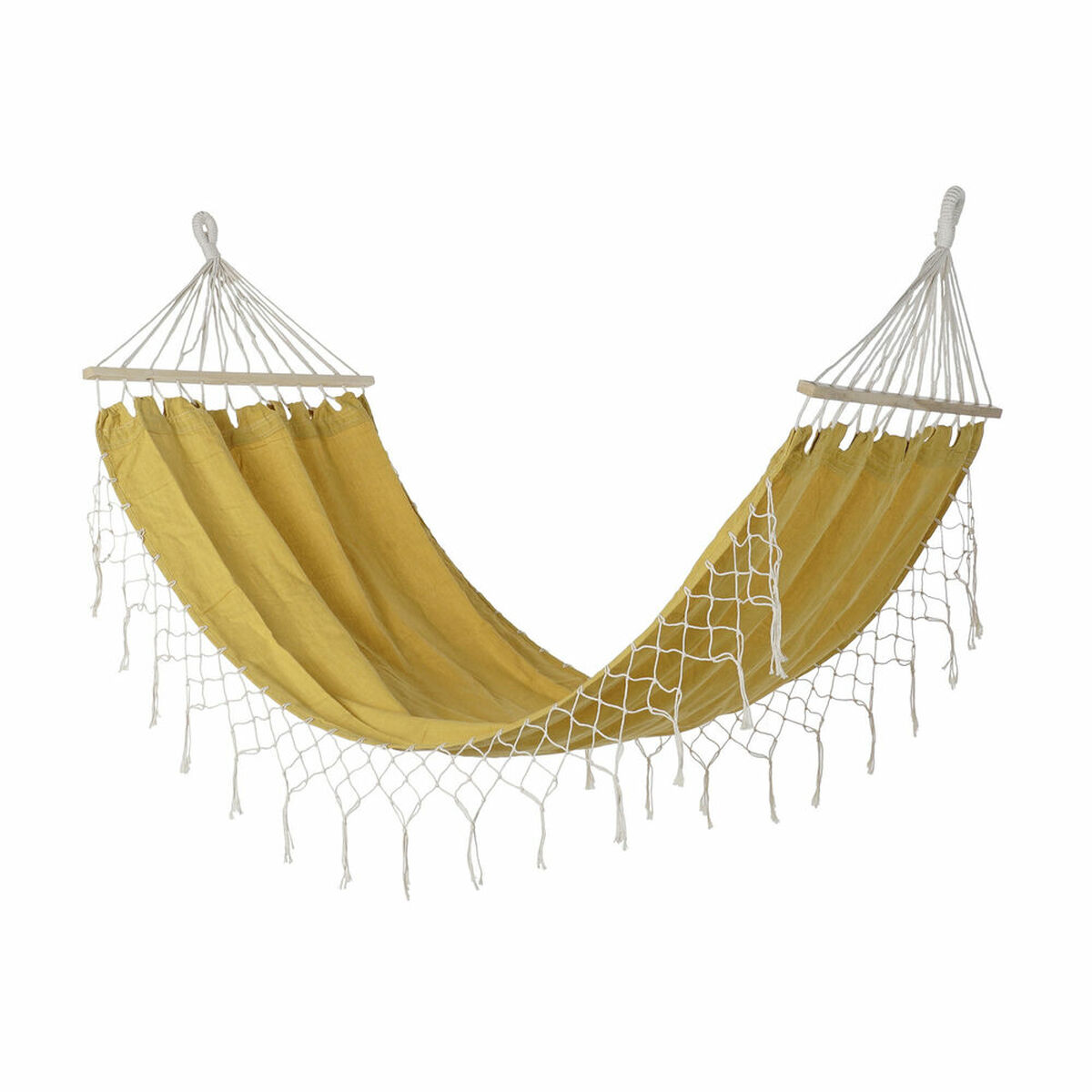 Hammock DKD Home Decor Ocre Polyester Cotton Pinewood Fringe (255 x 80 x 28 cm) Hammock DKD Home Decor Ocre Polyester Cotton Pinewood Fringe (255 x 80 x 28 cm)