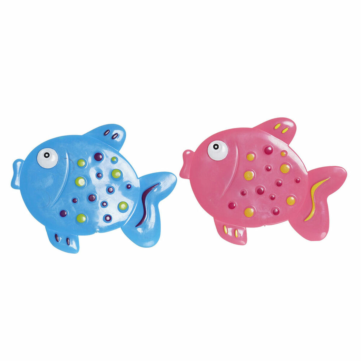 Bath rug DKD Home Decor 13 x 1 x 10,5 cm Blue Pink Children’s PVC Fish (2 Units)