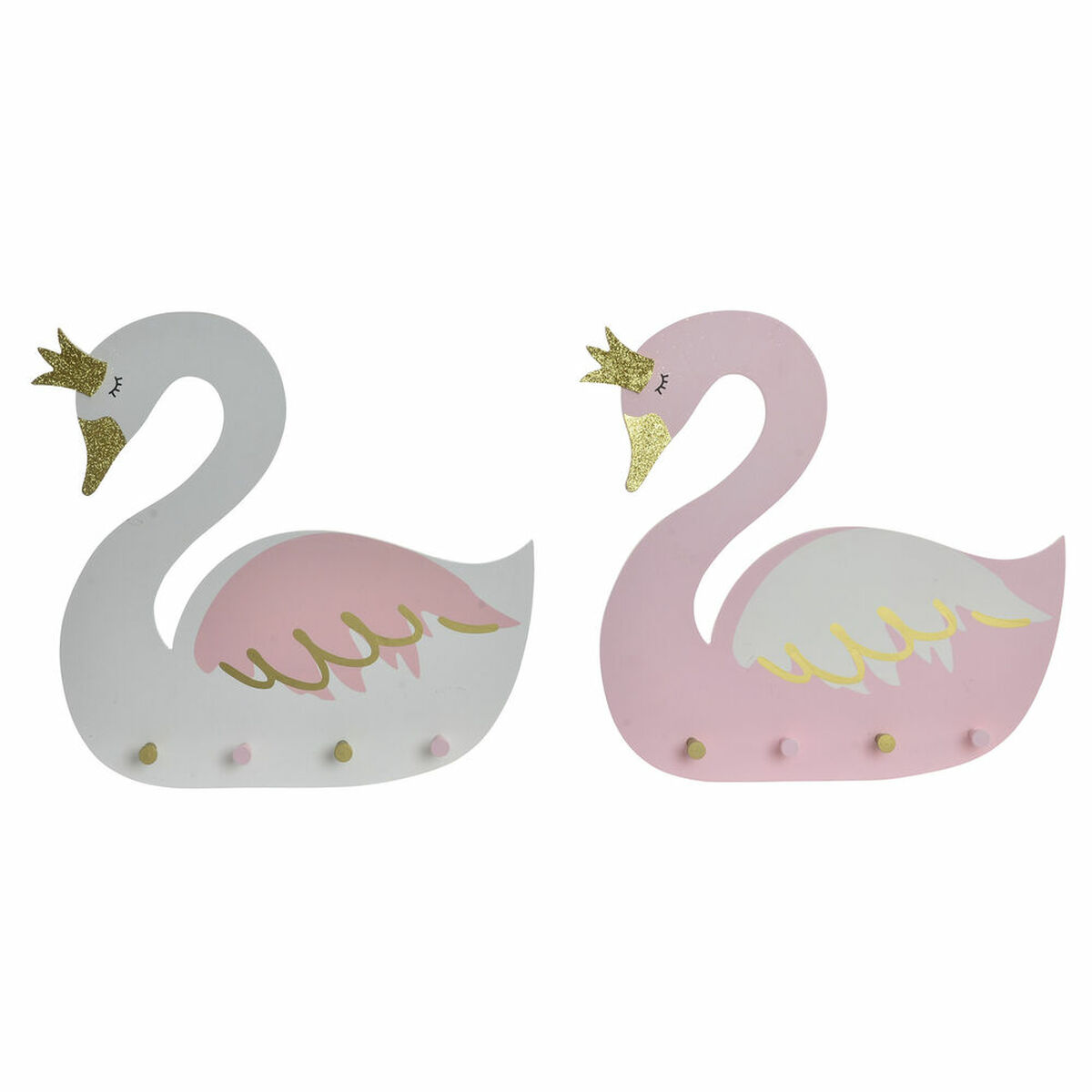 Wall mounted coat hanger DKD Home Decor Wood Children’s Swan 40 x 4 x 38,5 cm (2 Units)