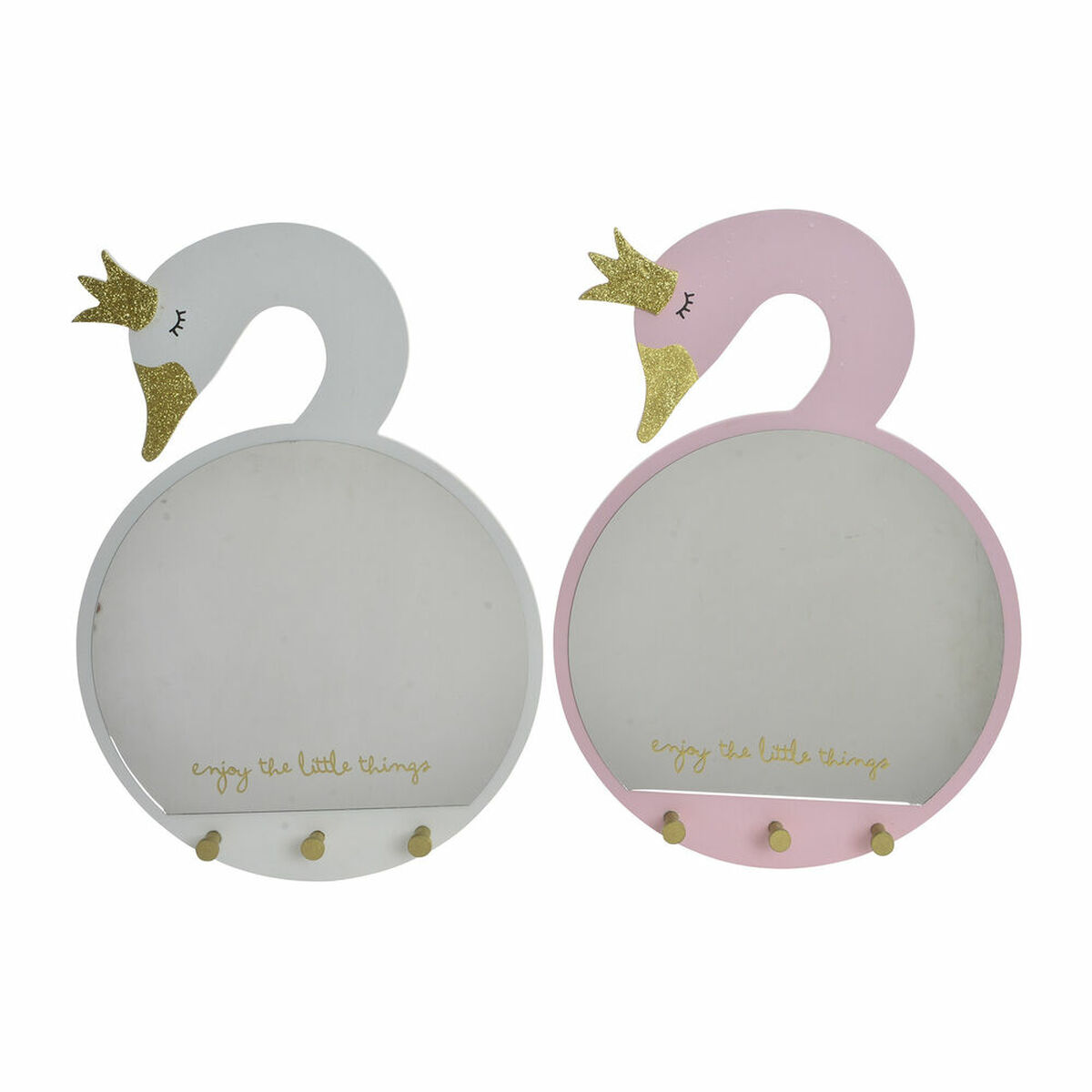 Wall mirror DKD Home Decor White Light Pink Children’s 43 x 4 x 30 cm (2 Units) (2 Pieces)