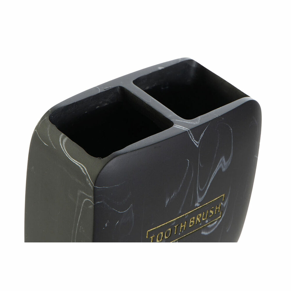 Toothbrush Holder DKD Home Decor Black Marble (10,5 x 6,5 x 10 cm)
