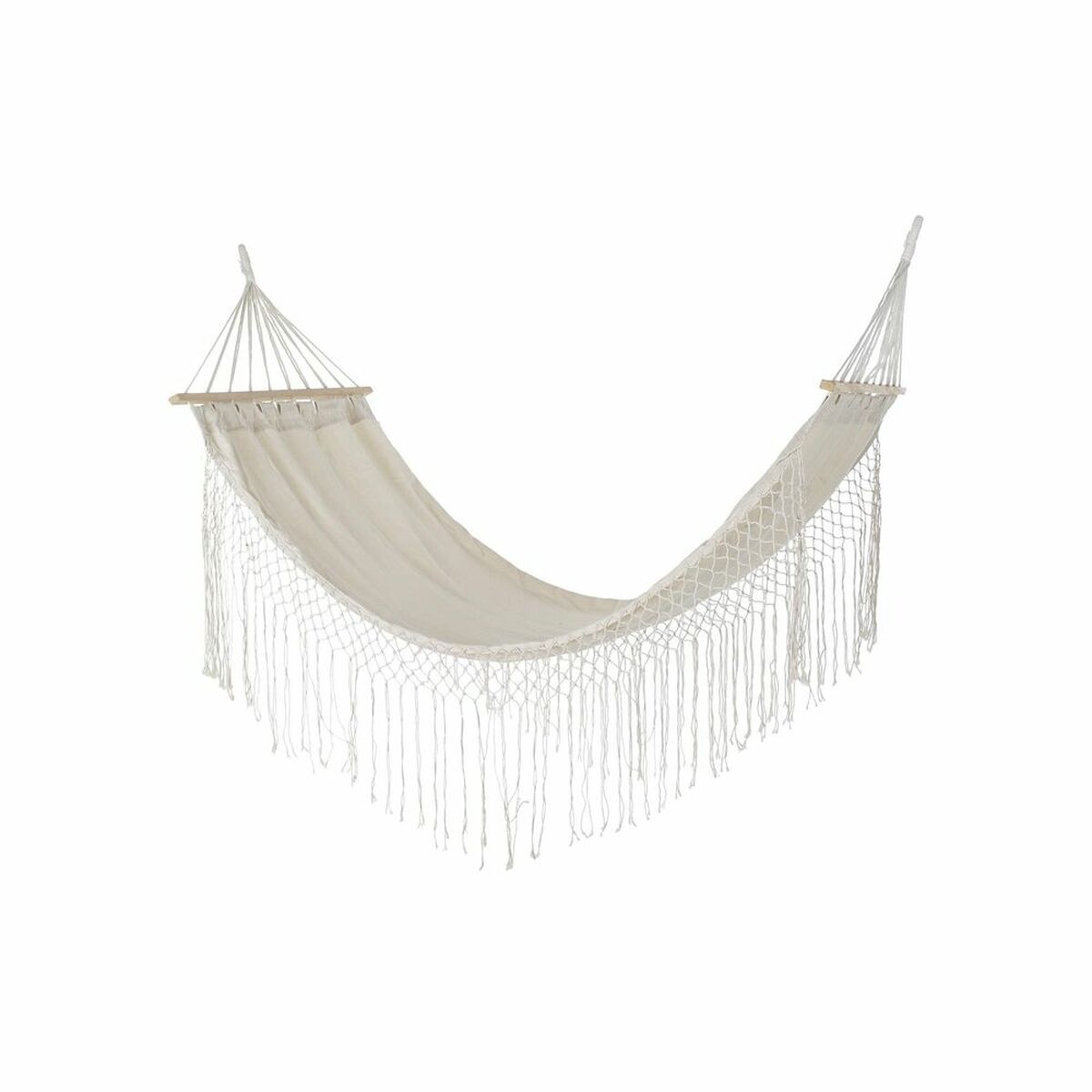 Hammock DKD Home Decor Beige Polyester Cotton Pinewood Fringe (280 x 100 x 130 cm) Hammock DKD Home Decor Beige Polyester Cotton Pinewood Fringe (280 x 100 x 130 cm)