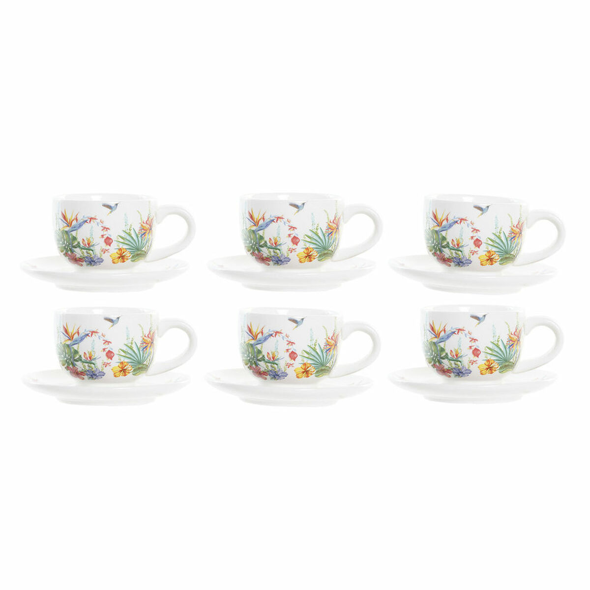 Piece Coffee Cup Set DKD Home Decor Multicolour Dolomite 180 ml