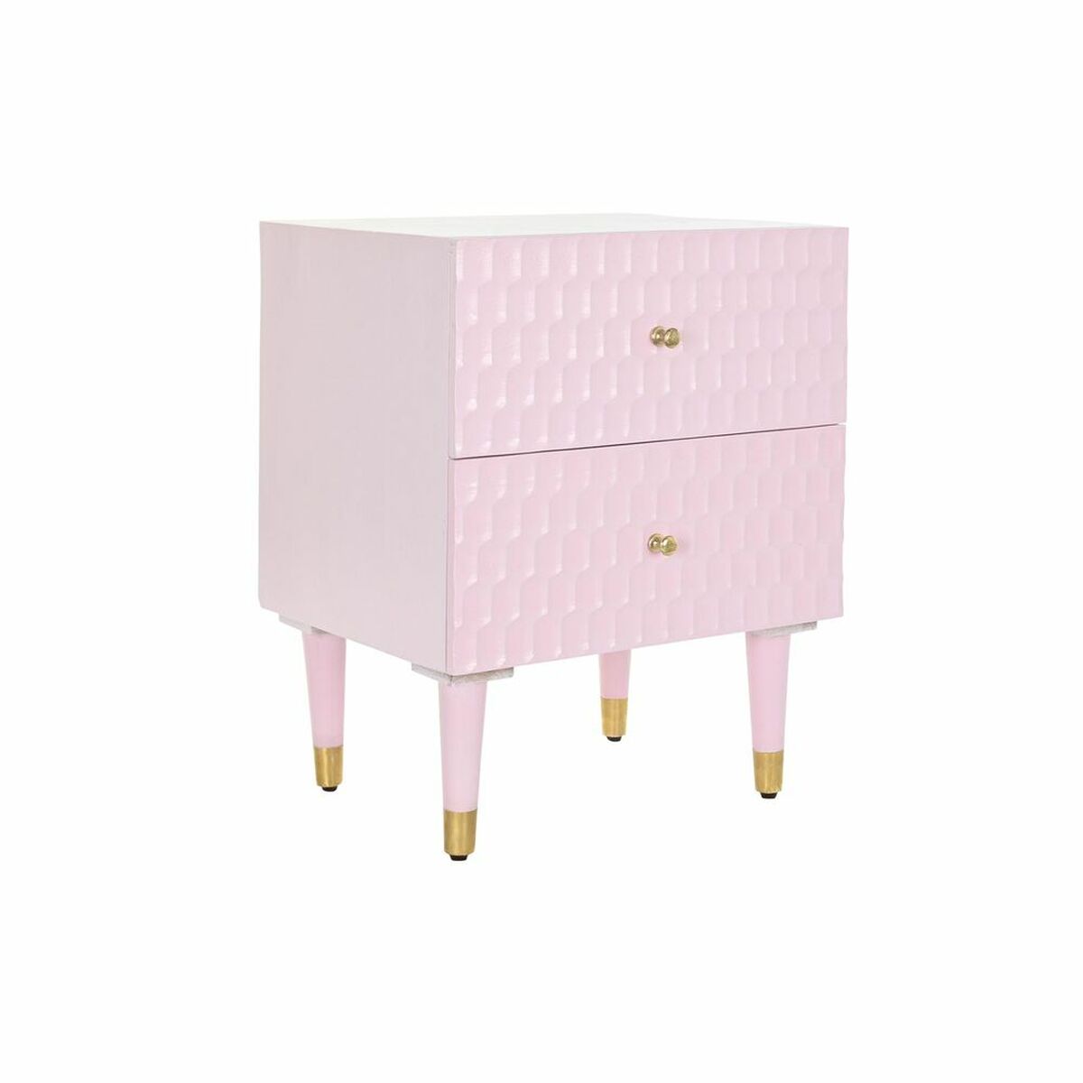 Nightstand DKD Home Decor 52 x 42 x 65 cm Metal Light Pink Mango wood Nightstand DKD Home Decor 52 x 42 x 65 cm Metal Light Pink Mango wood