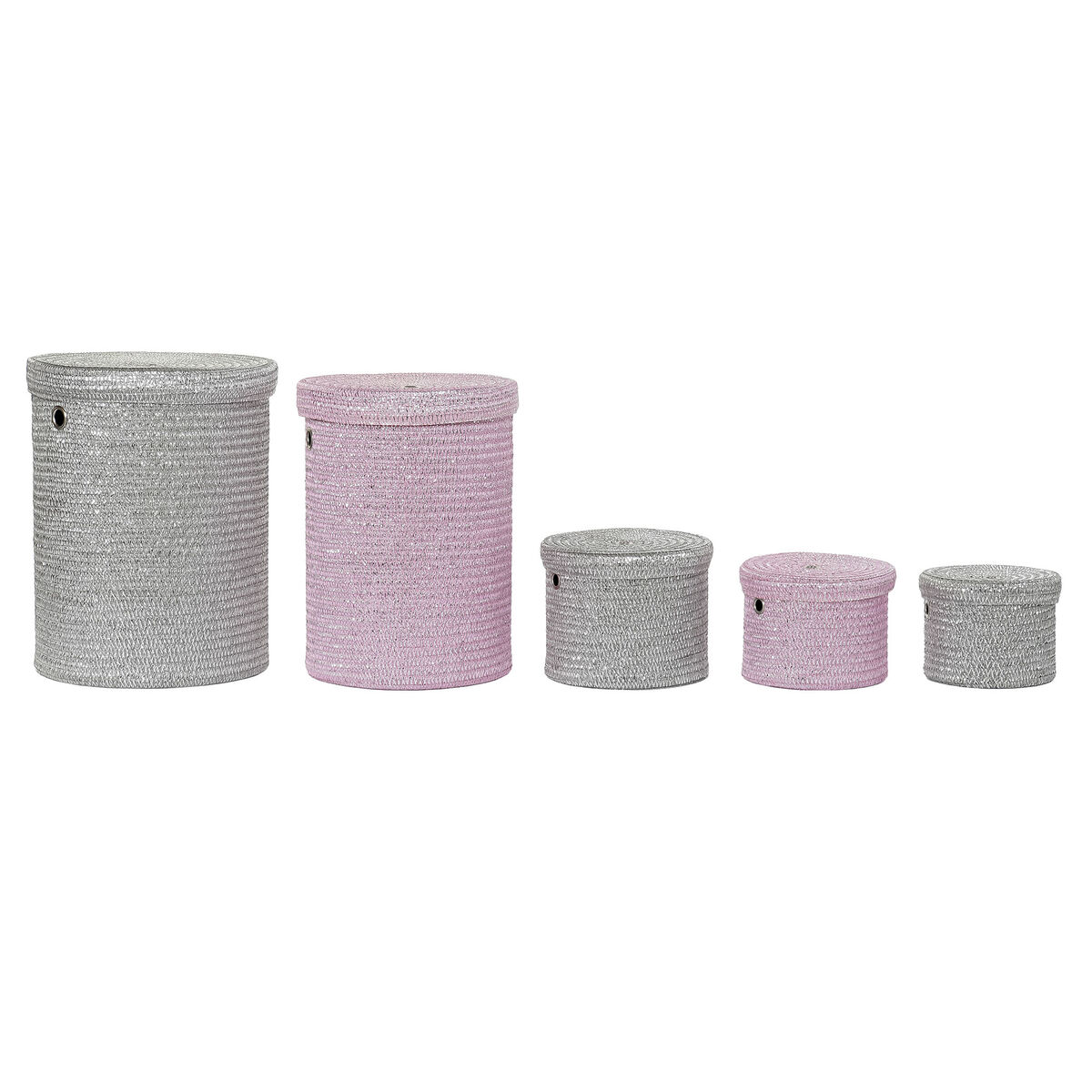 Multi-purpose basket DKD Home Decor Grey Pink polypropylene 42 x 42 x 52,5 cm 4 Kg
