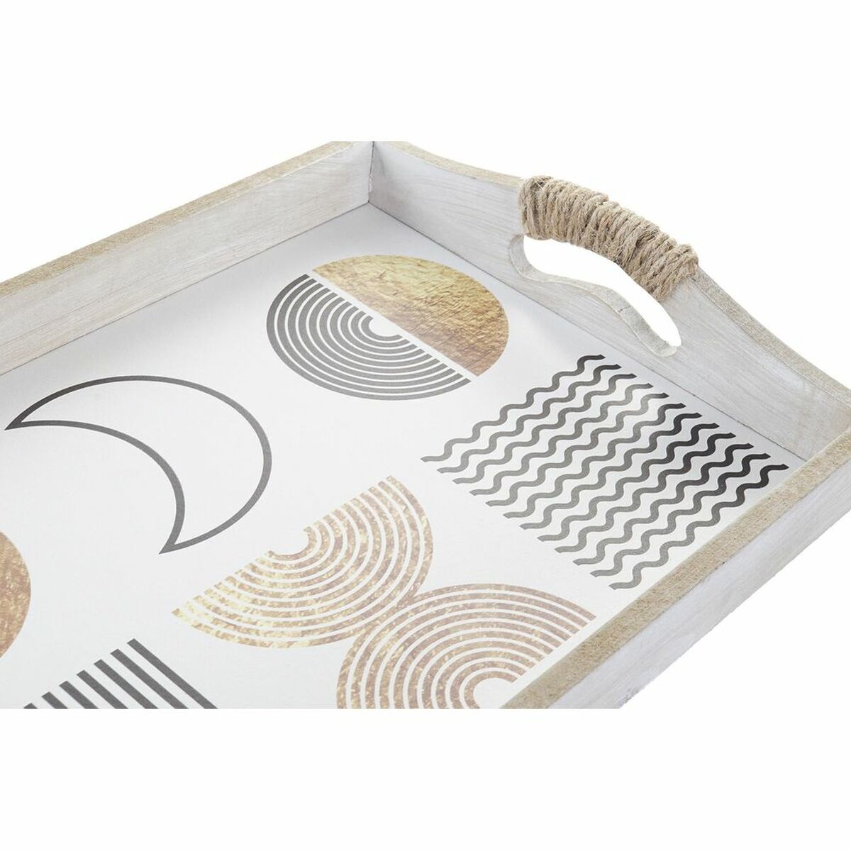 Set of trays DKD Home Decor White Black Golden MDF Wood 40 x 30 x 6 cm (2 Units)