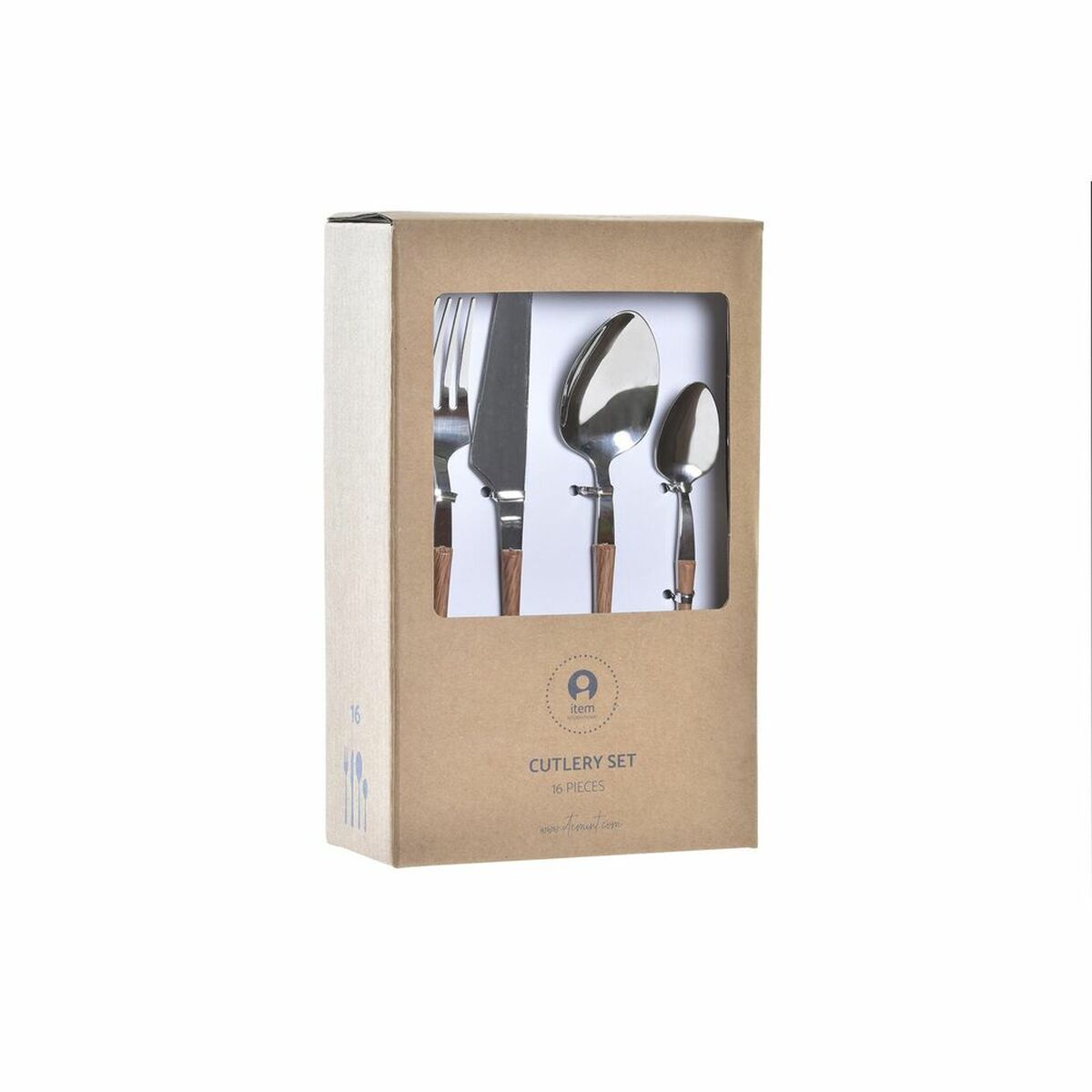 Cutlery DKD Home Decor Natural Silver Stainless steel (2,6 x 1 x 23 cm) (16 pcs)