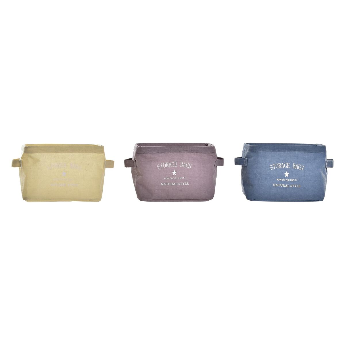 Basket DKD Home Decor Canvas Modern (20 x 16 x 15 cm) (3 Units)