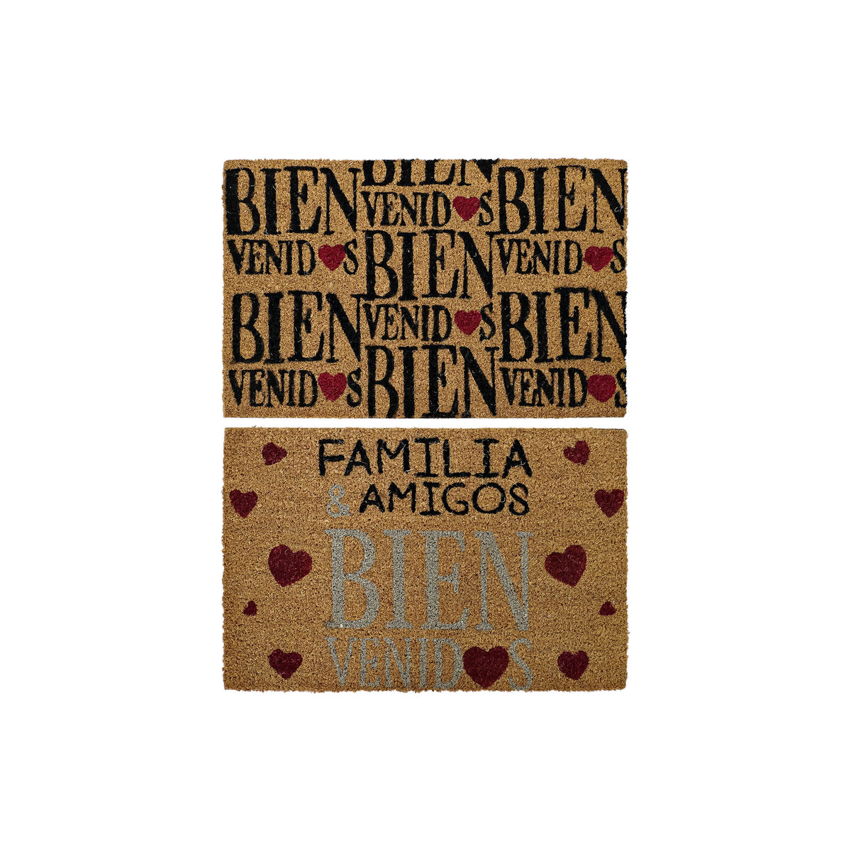 Doormat DKD Home Decor Red Black Brown Rubber 2 Units Urban Coconut Fibre (60 x 40 x 1,5 cm)