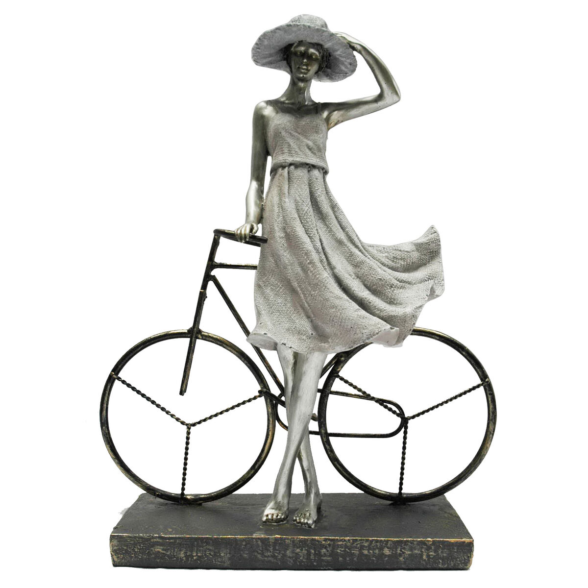 Decorative Figure DKD Home Decor Lady Silver Bicycle Metal Resin (27,5 x 9,5 x 34,5 cm) Decorative Figure DKD Home Decor Lady Silver Bicycle Metal Resin (27,5 x 9,5 x 34,5 cm)