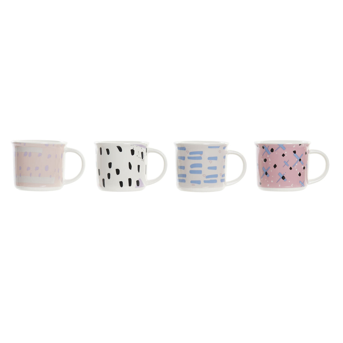 Mug DKD Home Decor Black Blue Pink White Stoneware (310 ml) (4 Units) Mug DKD Home Decor Black Blue Pink White Stoneware (310 ml) (4 Units)