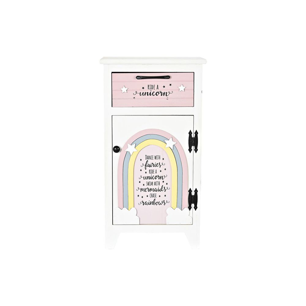 Nightstand DKD Home Decor Children’s Grey Pink White Yellow (40 x 29 x 73,5 cm)