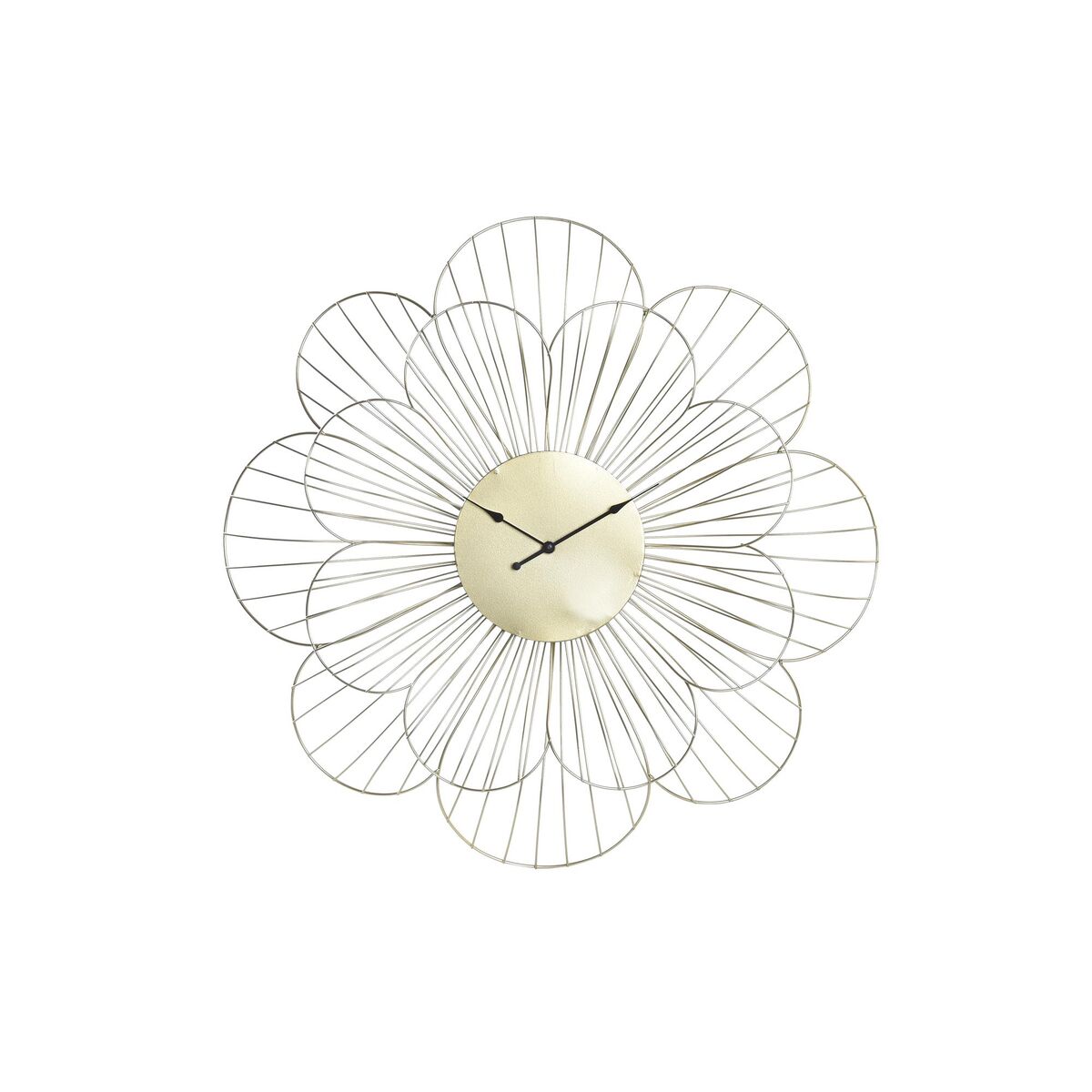 Wall Clock DKD Home Decor Flower Golden Metal (57 x 4 x 57 cm)