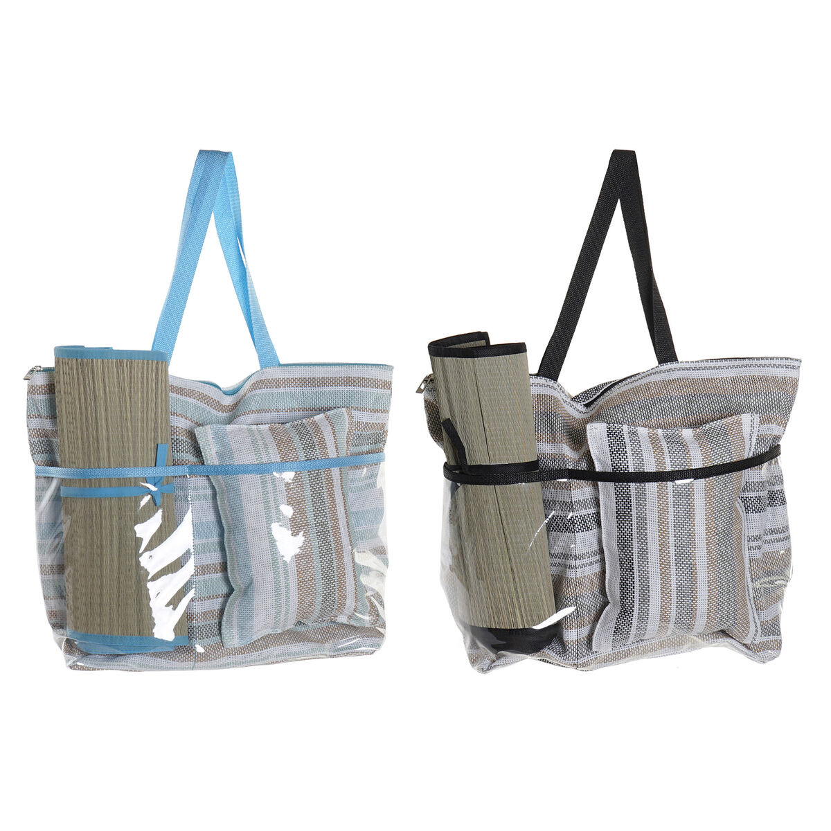 Beach Bag DKD Home Decor Blue Brown Green Grey Mint PVC Canvas 44 x 23 x 62 cm (2 Units) Beach Bag DKD Home Decor Blue Brown Green Grey Mint PVC Canvas 44 x 23 x 62 cm (2 Units)