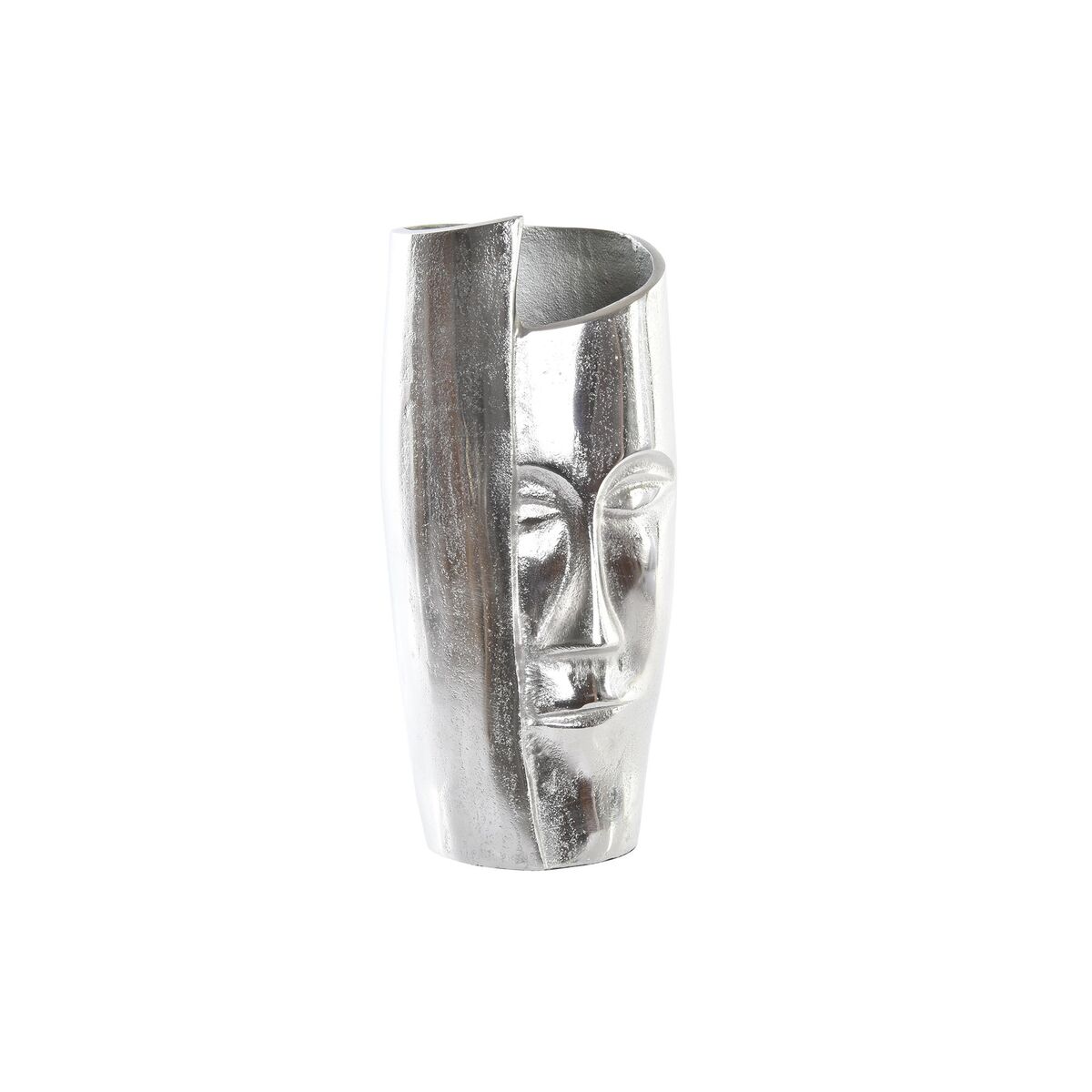 Vase DKD Home Decor Silver Aluminium Modern Face 15 x 13 x 31 cm Vase DKD Home Decor Silver Aluminium Modern Face 15 x 13 x 31 cm