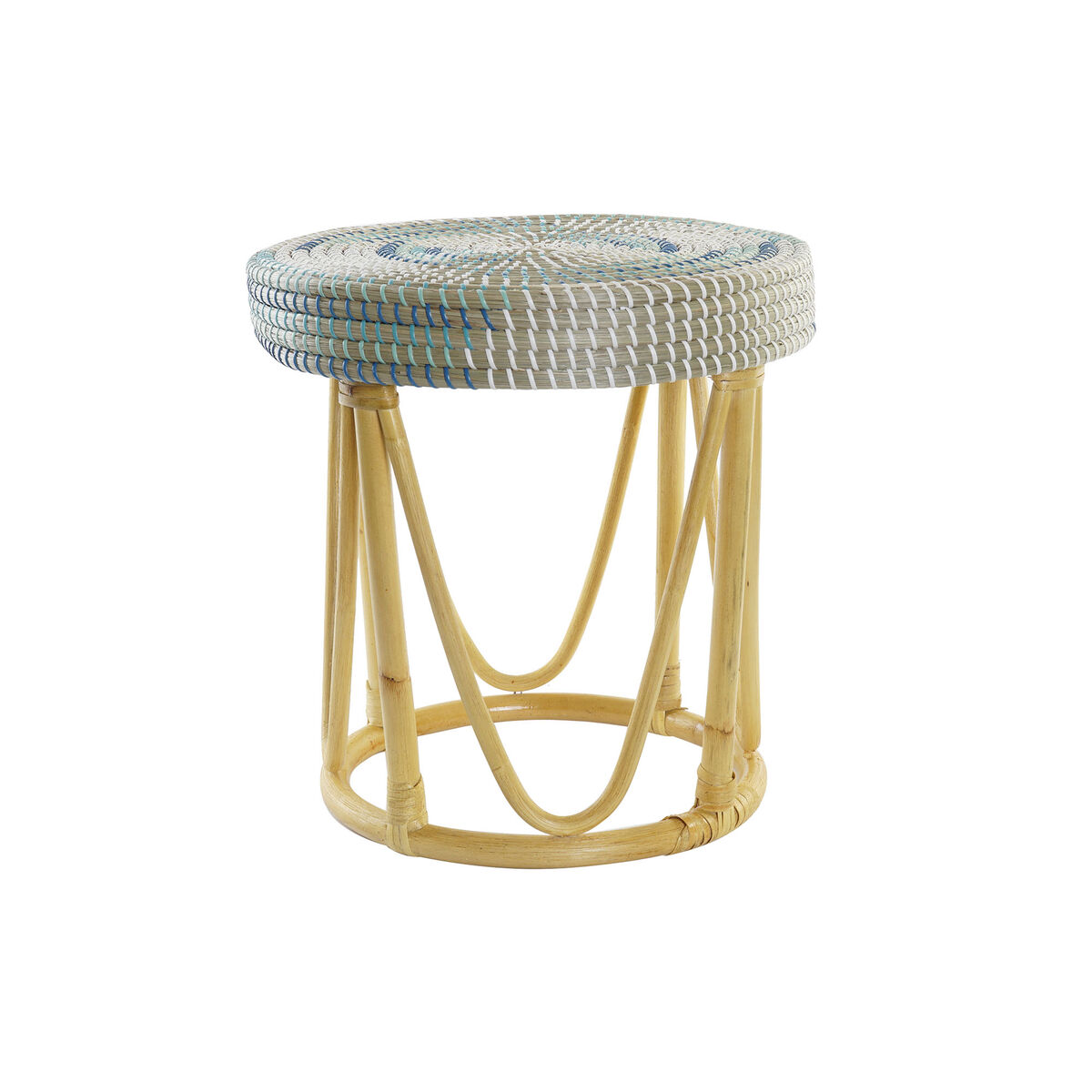 Footrest DKD Home Decor Natural Turquoise White Rattan Tropical Seagrass (41 x 41 x 42 cm) Footrest DKD Home Decor Natural Turquoise White Rattan Tropical Seagrass (41 x 41 x 42 cm)