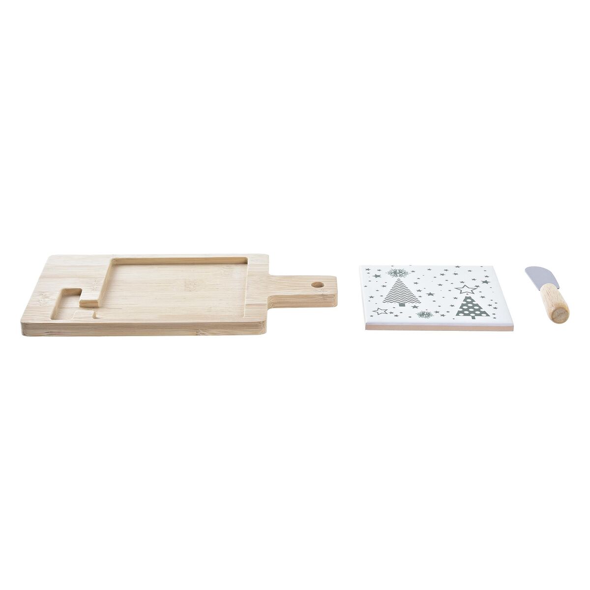 Appetizer Set DKD Home Decor White Green Bamboo Stoneware (21,5 x 11,8 x 1,5 cm)