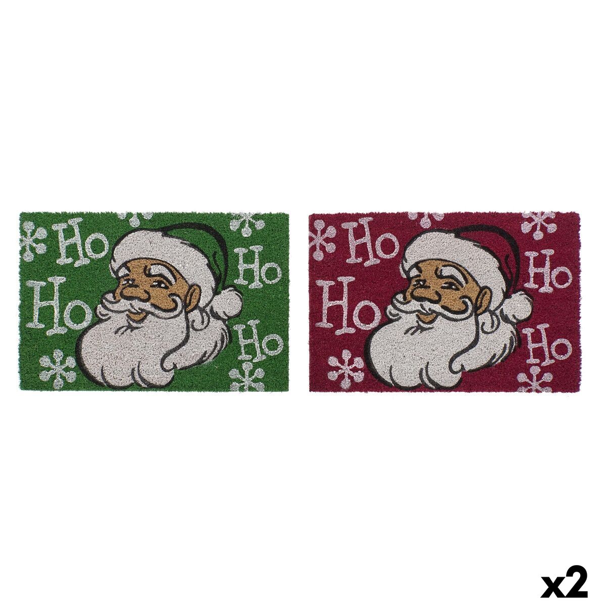 Doormat DKD Home Decor Christmas PVC Father Christmas Coconut Fibre (60 x 40 x 1,5 cm) (2 Units)