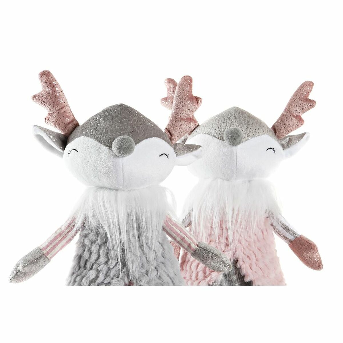 Decorative Figure DKD Home Decor Christmas Animal Polyester Deer (15 x 11 x 49 cm) (2 Units)