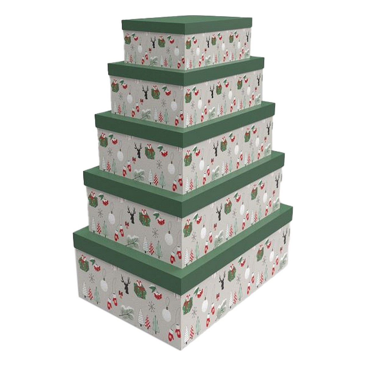 Set of Stackable Organising Boxes DKD Home Decor Green Grey Cardboard 50 x 35 x 25 cm (5 Units) Set of Stackable Organising Boxes DKD Home Decor Green Grey Cardboard 50 x 35 x 25 cm (5 Units)