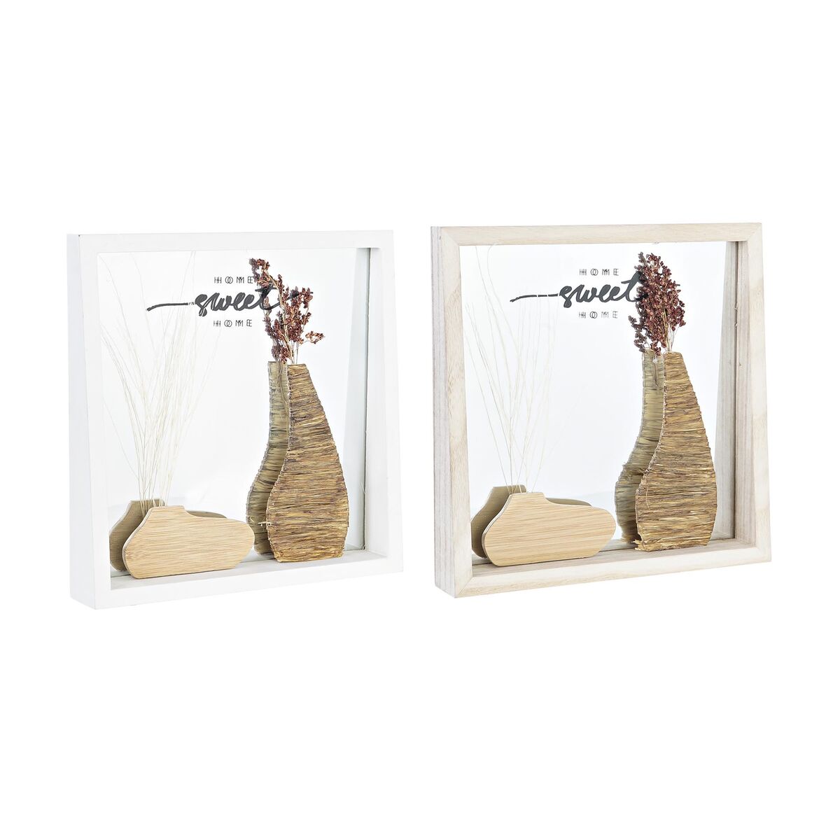 Wall mirror DKD Home Decor White Natural Cottage 25 x 4 x 25 cm (2 Units)