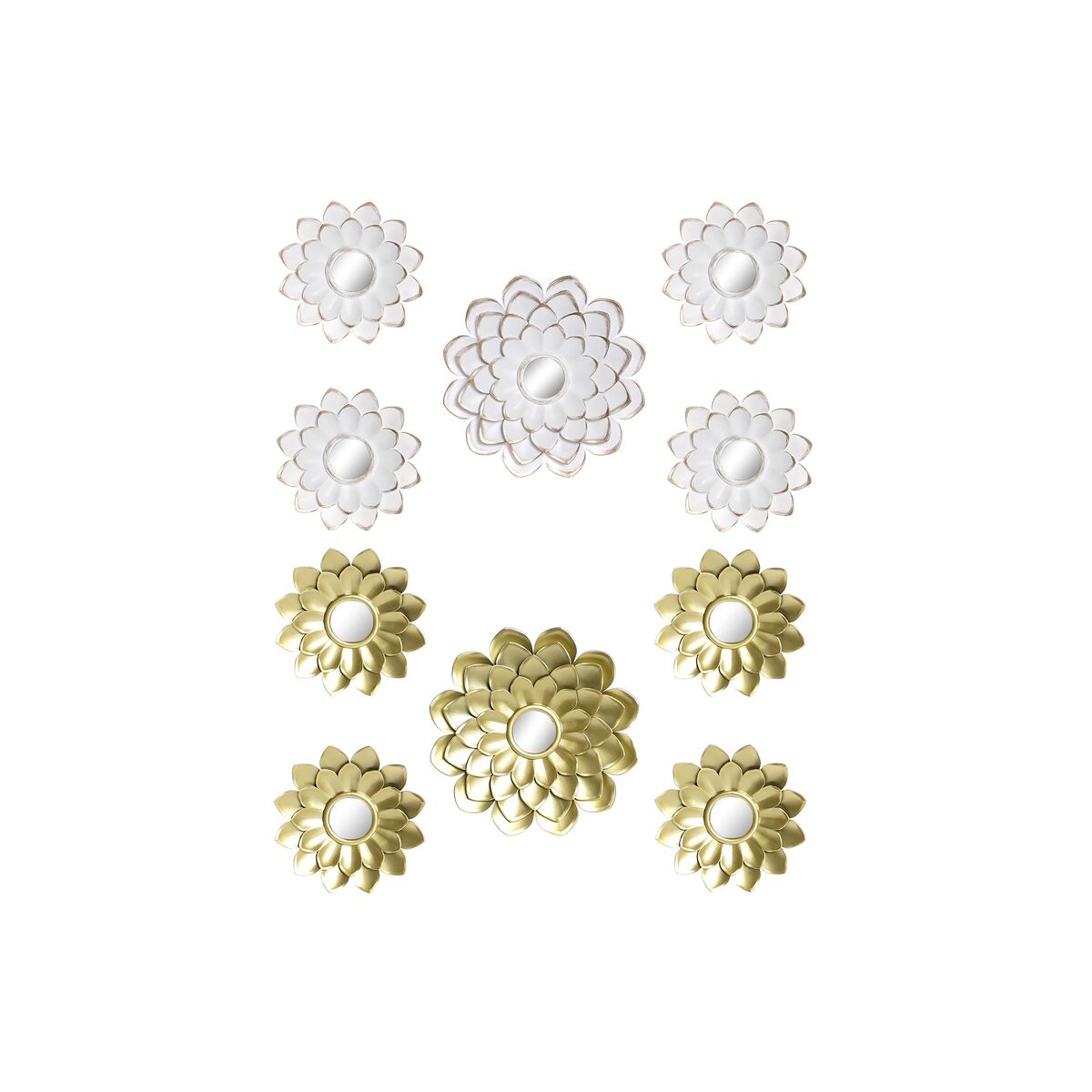Mirror Set DKD Home Decor Mirror Champagne Golden White PP 2 Units (35 x 1,5 x 35 cm)