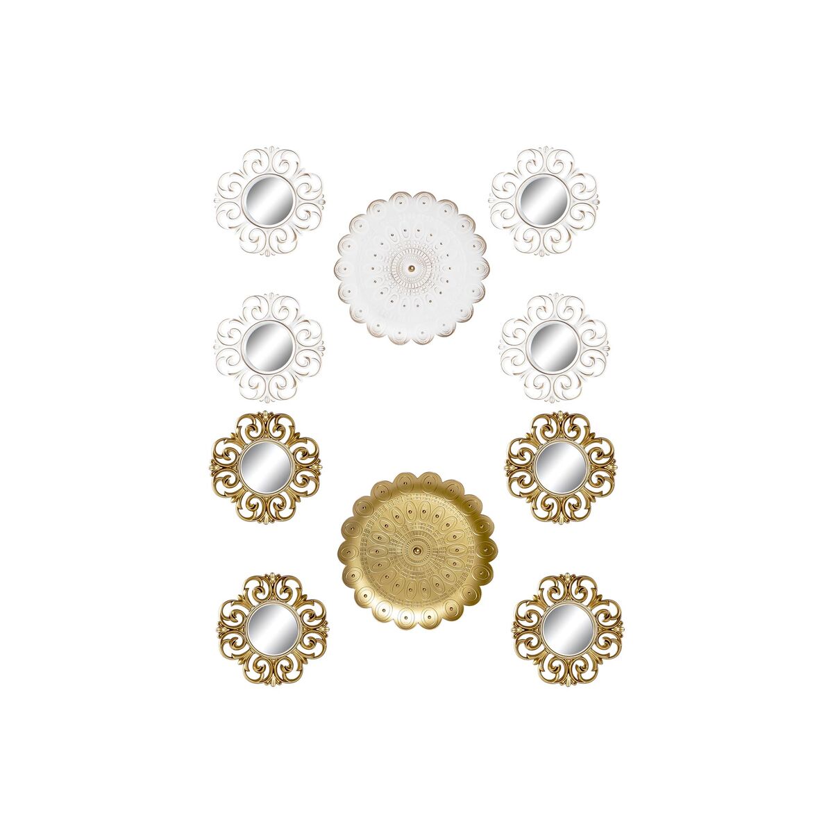 Mirror Set DKD Home Decor Crystal Golden White PP 2 Units Modern Stripped (35 x 2 x 35 cm)