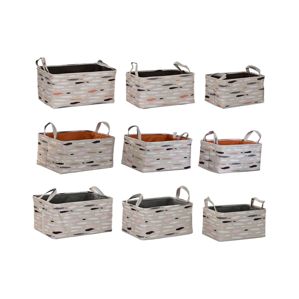 Basket set DKD Home Decor Brown Grey Orange 40 x 30 x 20 cm (3 Units) Basket set DKD Home Decor Brown Grey Orange 40 x 30 x 20 cm (3 Units)