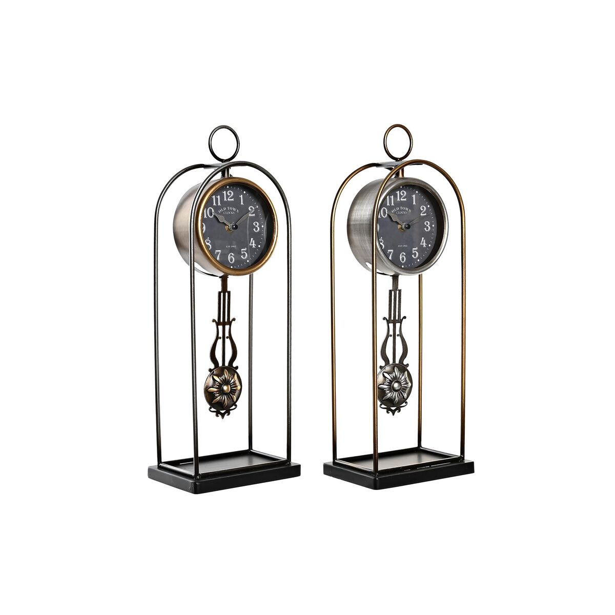 Table clock DKD Home Decor Crystal Black Golden Iron (17 x 12 x 46,5 cm) (2 Units) Table clock DKD Home Decor Crystal Black Golden Iron (17 x 12 x 46,5 cm) (2 Units)