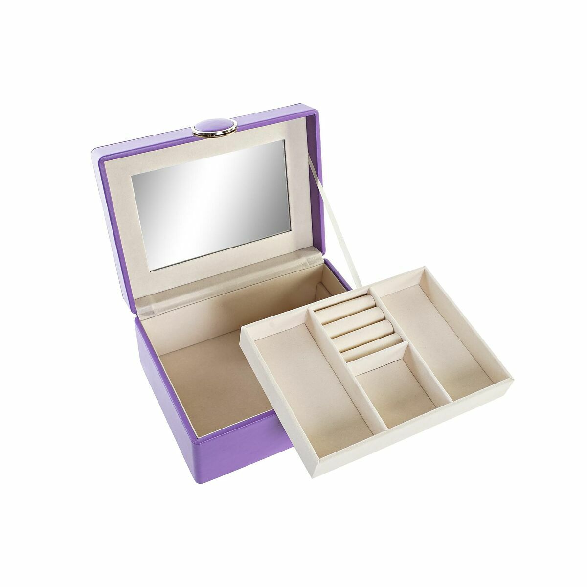 Jewelry box DKD Home Decor Lilac MDF Wood 17 x 13 x 8,5 cm Jewelry box DKD Home Decor Lilac MDF Wood 17 x 13 x 8,5 cm