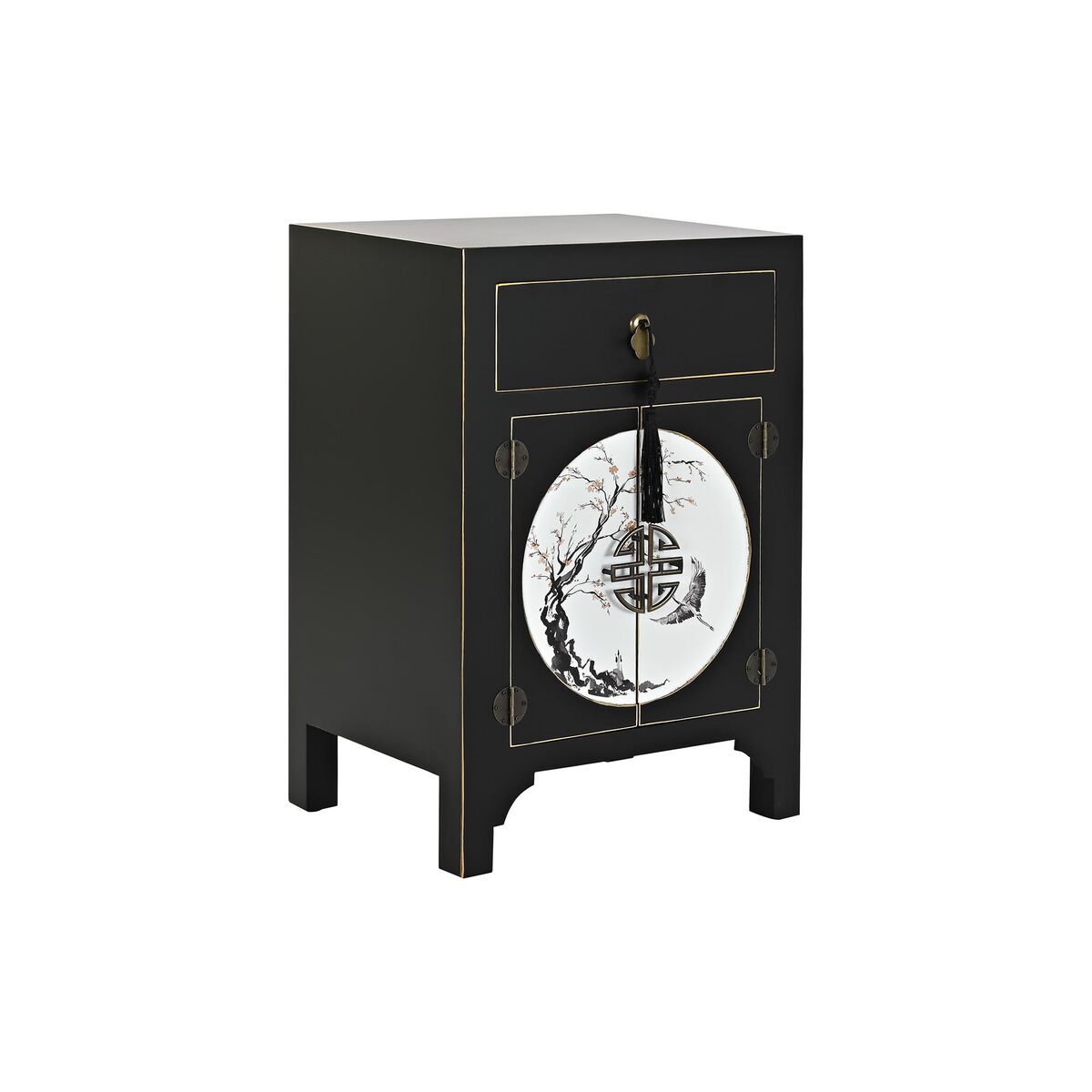 Nightstand DKD Home Decor White Black Golden Fir MDF Wood 45 x 36 x 66 cm Nightstand DKD Home Decor White Black Golden Fir MDF Wood 45 x 36 x 66 cm