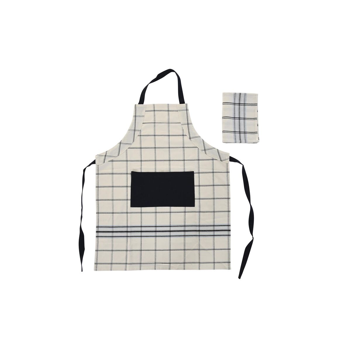 Apron with Pocket DKD Home Decor 70 x 1 x 85 cm Black Beige Blue Cotton Apron with Pocket DKD Home Decor 70 x 1 x 85 cm Black Beige Blue Cotton