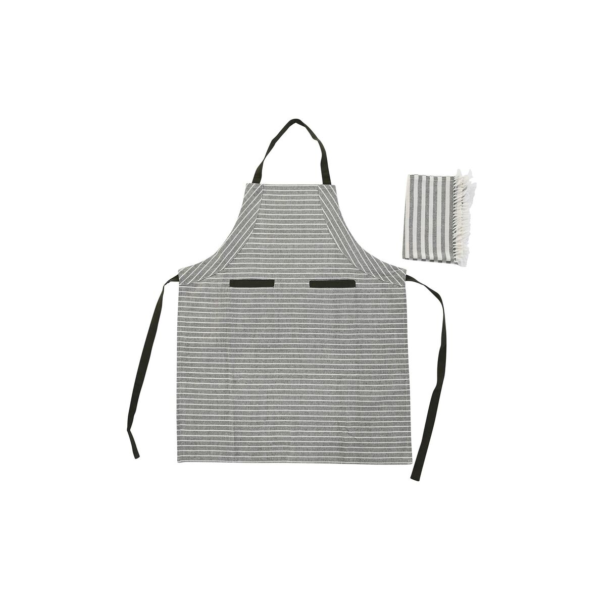 Apron with Pocket DKD Home Decor 70 x 1 x 85 cm Grey Cotton White Green Apron with Pocket DKD Home Decor 70 x 1 x 85 cm Grey Cotton White Green