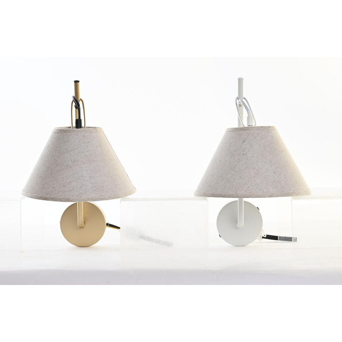Wall Lamp DKD Home Decor Golden Metal Linen White 50 W Modern (22 x 32 x 37 cm) (2 Units)