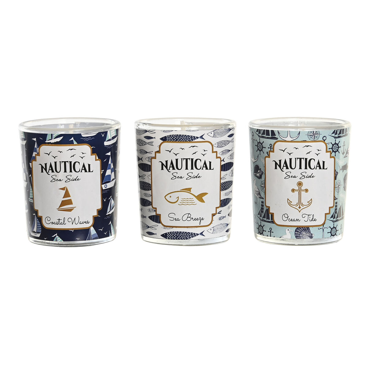 Candle DKD Home Decor Blue Wax Crystal 17 x 5 x 6 cm (3 Units)
