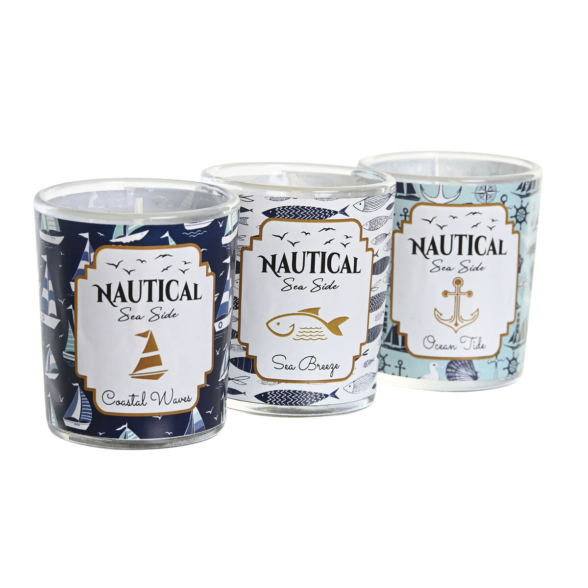 Candle DKD Home Decor Blue Wax Crystal 17 x 5 x 6 cm (3 Units)