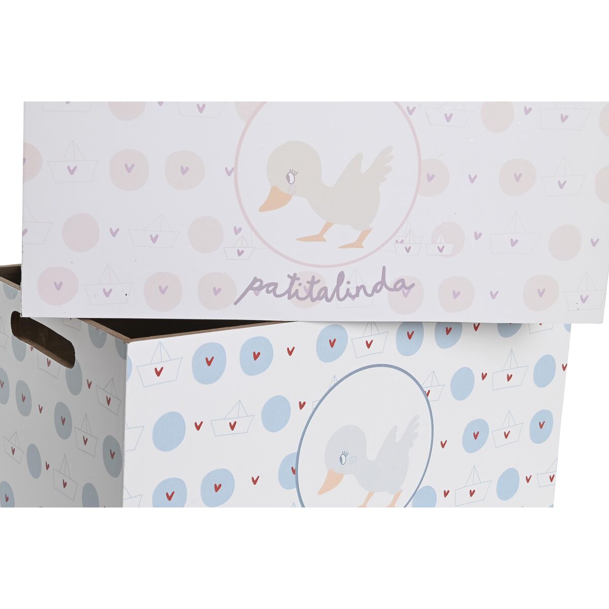 Storage Box DKD Home Decor Blue Pink MDF Wood 36 x 21 x 18 cm (2 Units)