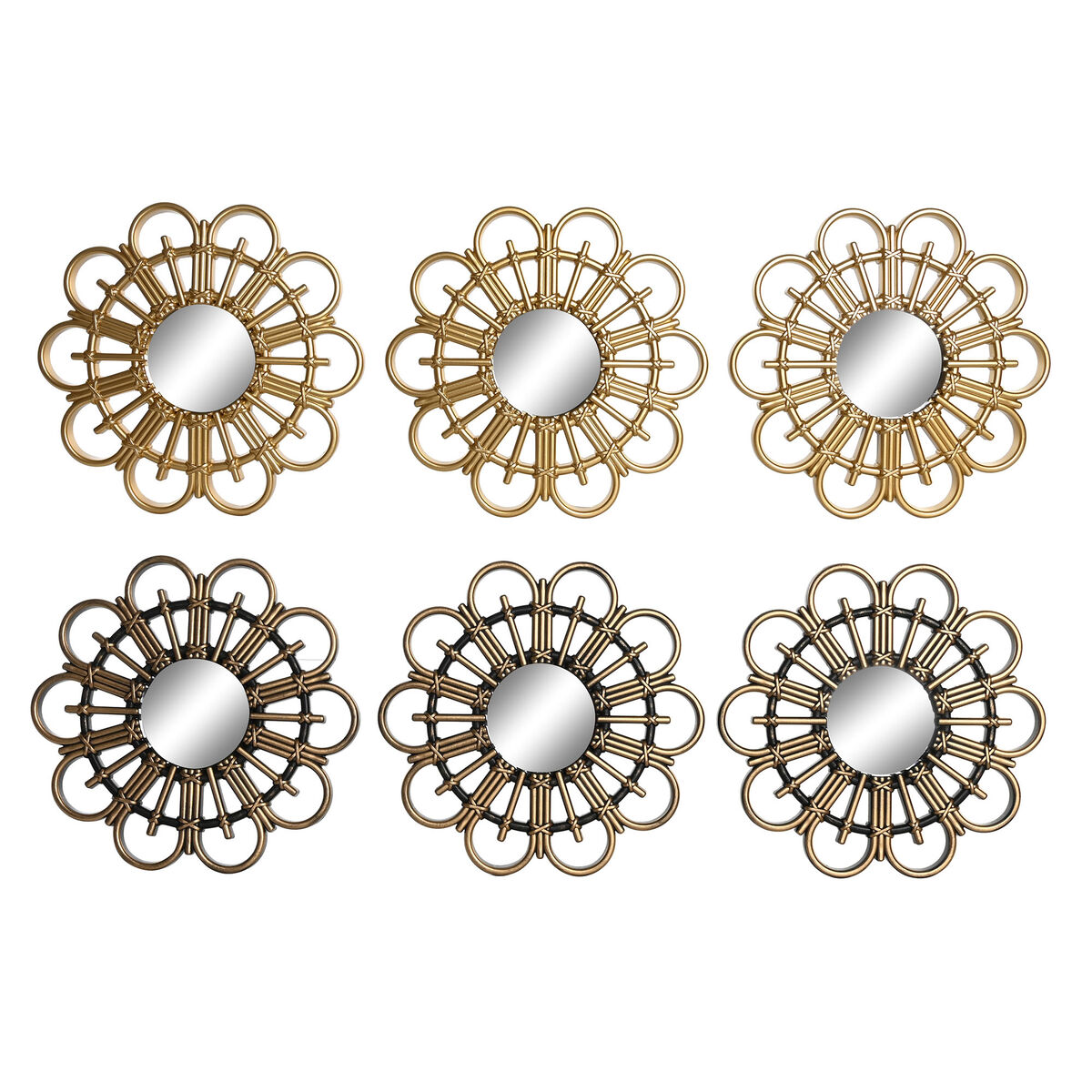 Mirror Set DKD Home Decor Scandi Crystal Black Golden polypropylene (25 x 2 x 25 cm) (2 Units)