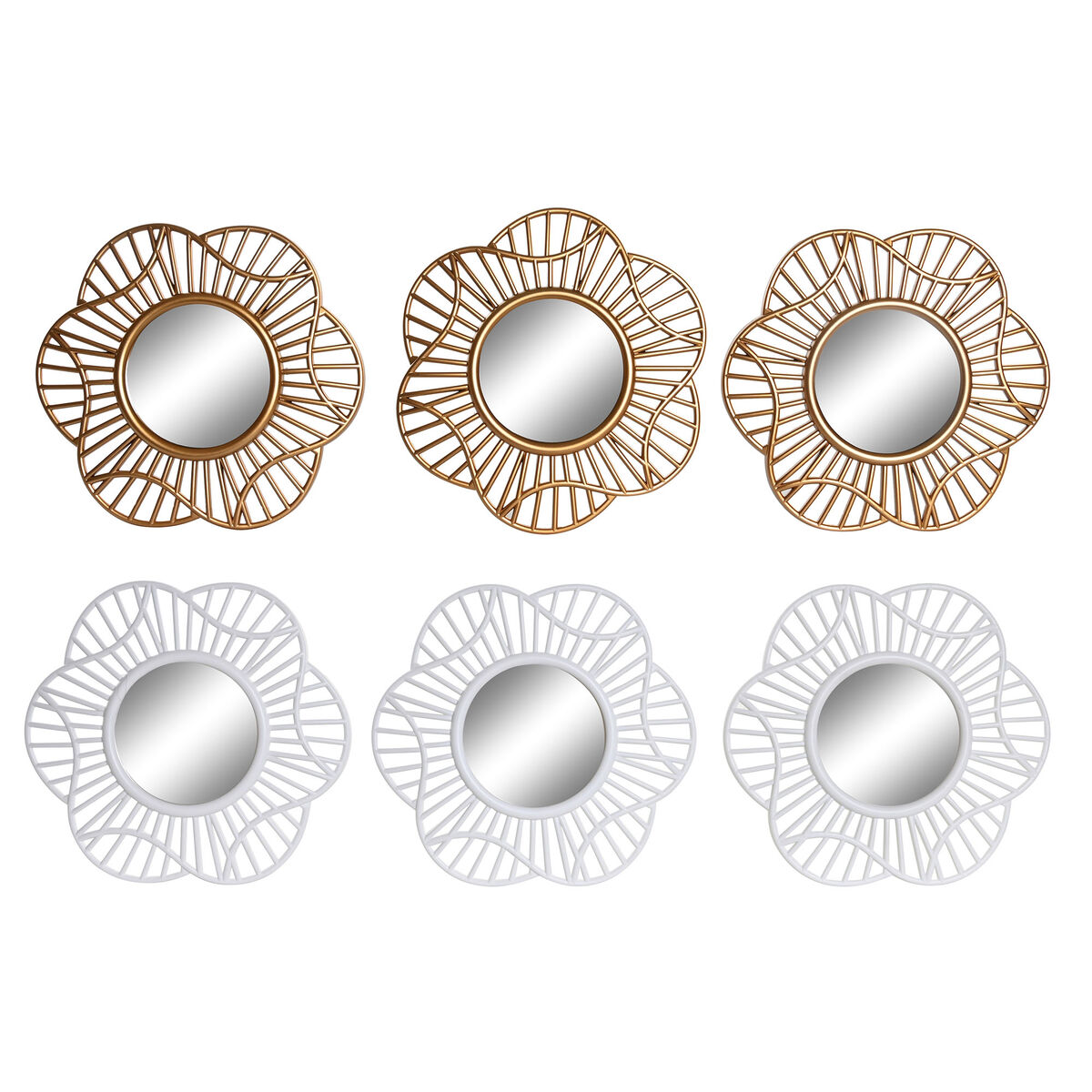 Mirror Set DKD Home Decor Crystal Golden White polypropylene (25 x 2 x 25 cm) (2 Units)